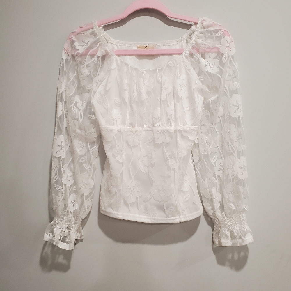 Ember Gorgeous White Lace Top - Picture 1 of 7